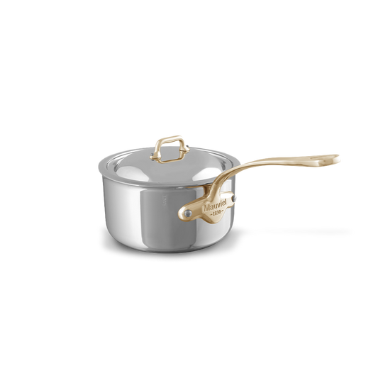 Mauviel M'COOK B 5-Ply Polished Stainless Steel Sauce Pan With Lid 3.4-qt and Frying Pan 10.2-in Bundle