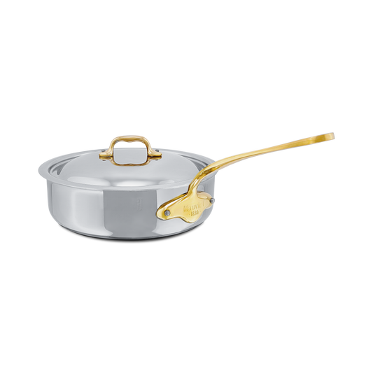 Mauviel M'COOK B 5-Ply Saute Pan With Lid, Brass Handle