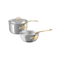 Mauviel M'COOK B 5-Ply 3-Piece Cookware Set With Brass Handle