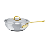 Mauviel M'COOK B 5-Ply Chef Pan With Lid, Brass Handle