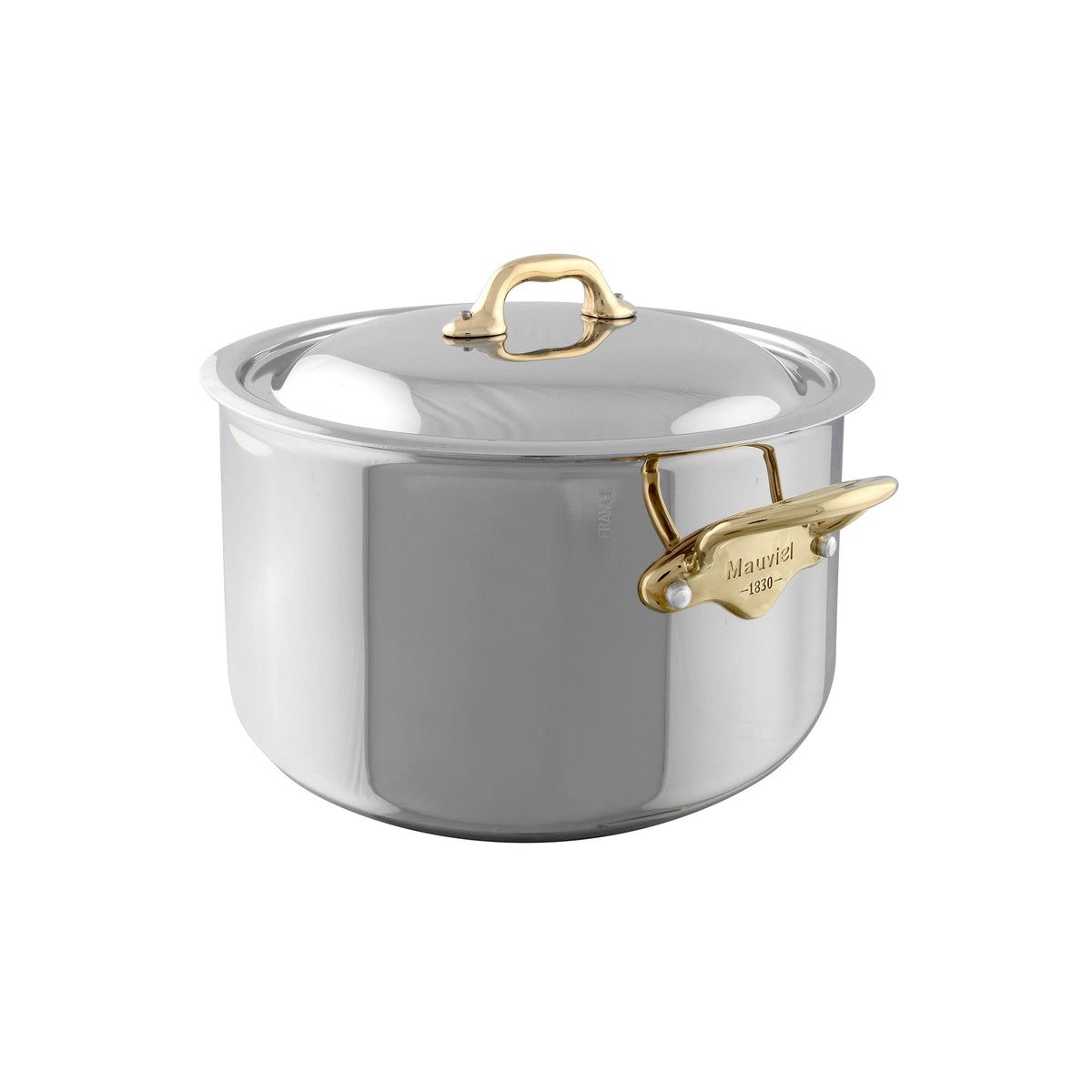 Mauviel M'COOK B 5-Ply Stewpan With Lid, Brass Handles, 9.2-Qt