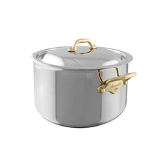 Mauviel M'COOK B 5-Ply Stewpan With Lid, Brass Handles, 9.2-Qt