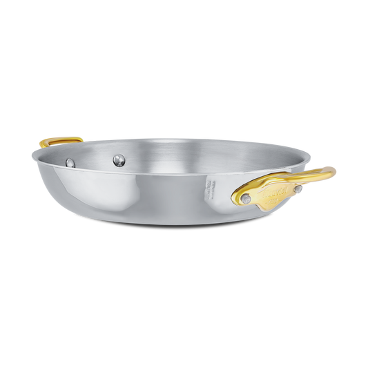 Mauviel M'COOK B 5-Ply Round Gratin Pan With Brass Handles