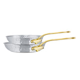 Mauviel M'ELITE B Hammered 5-Ply 2-Piece Frying Pan Set With Brass Handles