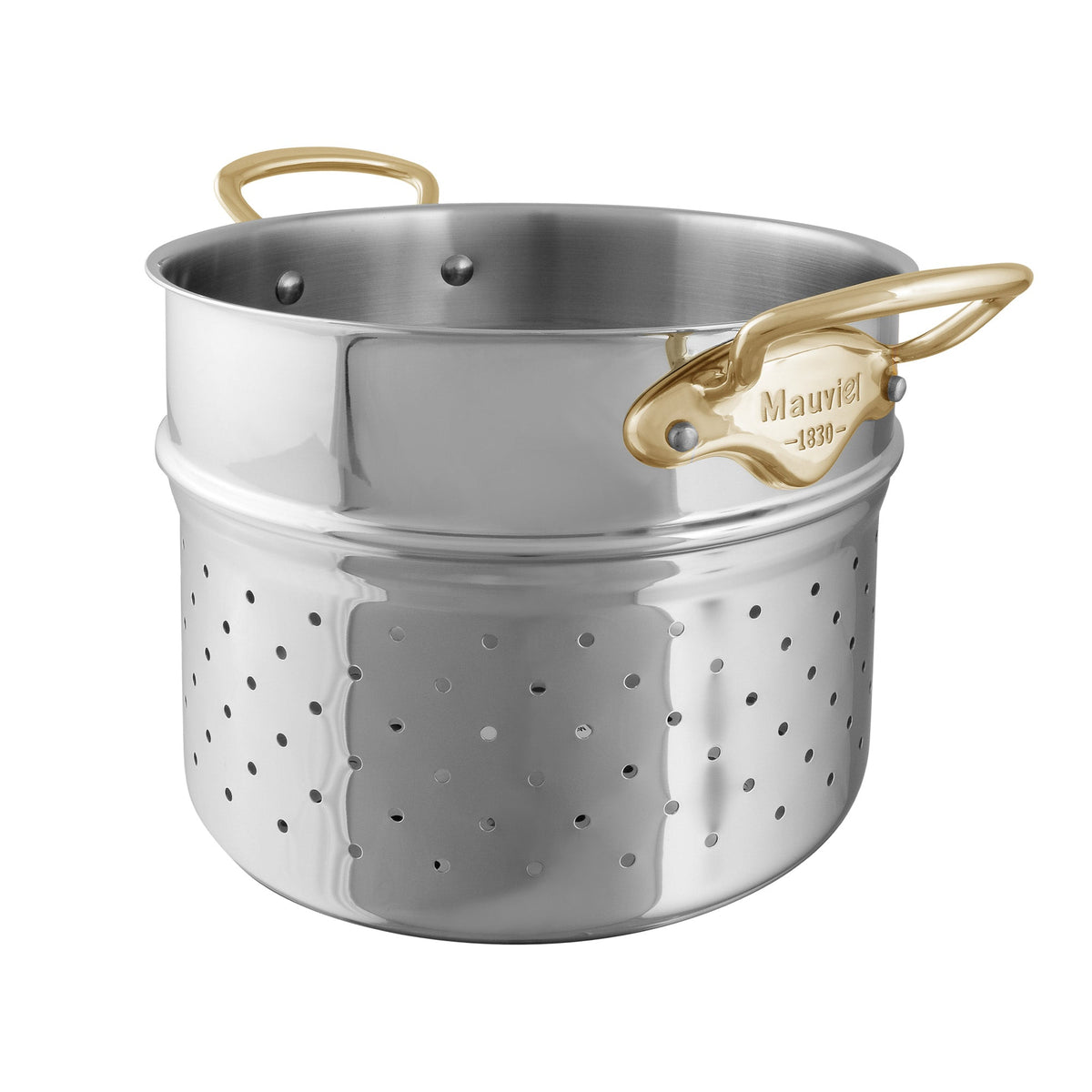 Mauviel M'COOK B 5-Ply Pasta Insert With Brass Handles, 9.4-in