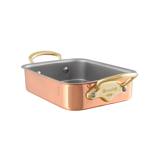 Mauviel Copper Roasting Pan with Brass Handles, 5.51 x 3.94-In