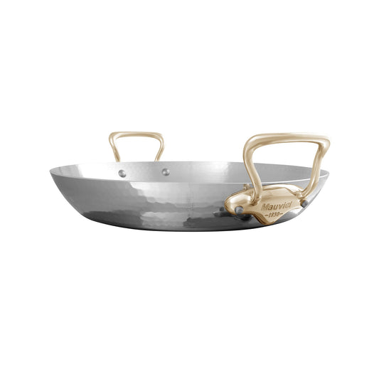 Mauviel M'ELITE B Hammered 5-Ply Paella Pan With Brass Handles