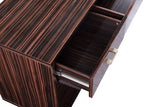 Excel Contemporary Sideboard Buffet in Rich Zebra Wood with Gold Accents – Elegant Storage Solution