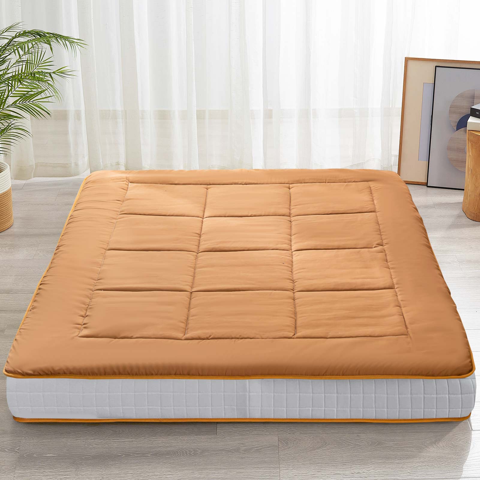 MAXYOYO 6" Extra Thick Floor Futon Mattress, Light Brown