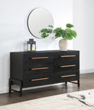 Kaya Contemporary Dresser - Stylish Oak Veneer Furniture with Vegan Leather Accents and Solid Legs