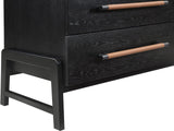 Kaya Contemporary Dresser - Stylish Oak Veneer Furniture with Vegan Leather Accents and Solid Legs