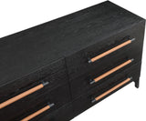 Kaya Contemporary Dresser - Stylish Oak Veneer Furniture with Vegan Leather Accents and Solid Legs