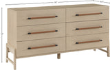 Kaya Contemporary Dresser - Stylish Oak Veneer Furniture with Vegan Leather Accents and Solid Legs
