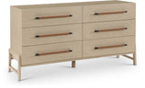 Kaya Contemporary Dresser - Stylish Oak Veneer Furniture with Vegan Leather Accents and Solid Legs