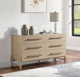 Kaya Contemporary Dresser - Stylish Oak Veneer Furniture with Vegan Leather Accents and Solid Legs