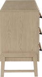 Kaya Contemporary Dresser - Stylish Oak Veneer Furniture with Vegan Leather Accents and Solid Legs