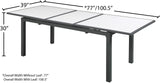 Nizuc Extendable Outdoor Patio Dining Table - Stylish Dark Grey Aluminum with White Wood Accents