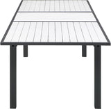 Nizuc Extendable Outdoor Patio Dining Table - Stylish Dark Grey Aluminum with White Wood Accents