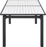 Nizuc Extendable Outdoor Patio Dining Table - Stylish Dark Grey Aluminum with White Wood Accents