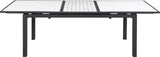 Nizuc Extendable Outdoor Patio Dining Table - Stylish Dark Grey Aluminum with White Wood Accents