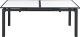 Nizuc Extendable Outdoor Patio Dining Table - Stylish Dark Grey Aluminum with White Wood Accents
