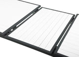 Nizuc Extendable Outdoor Patio Dining Table - Stylish Dark Grey Aluminum with White Wood Accents