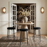 Ferro - Performance Fabric Upholstered Backless Bar Stool - Antique Silver