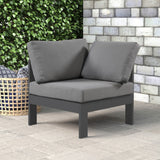 Nizuc Contemporary Outdoor Corner Chair with Waterproof Fabric and Sturdy Aluminum Frame Design