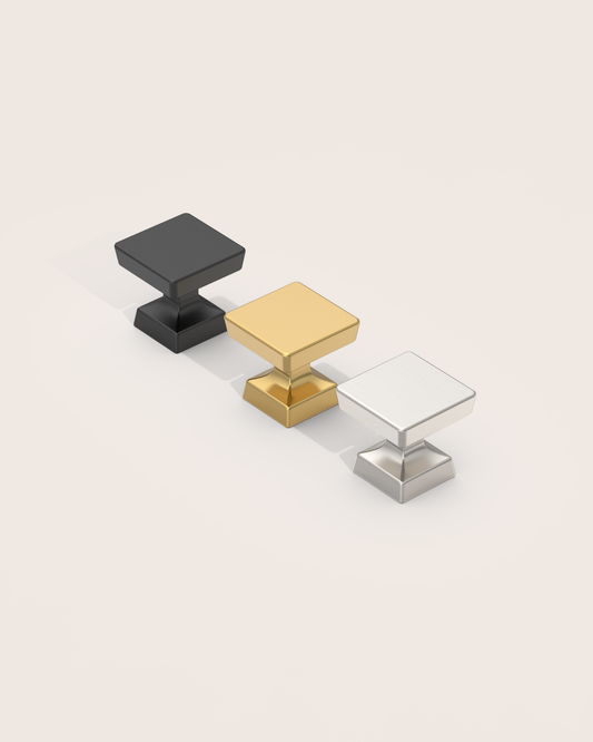 DESIGN3794 Matte Black Square Cabinet Knobs | Modern Retro Dresser & Bathroom Drawer Pulls, 1.2"