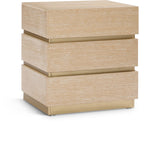 Zaylan Night Stand - Elegant Oak Veneer Design with Brushed Brass Accents for a Chic Bedroom Look