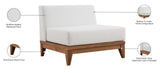 Rio Modular Armless Chair in Off-White Waterproof Fabric - Stylish Acacia Wood for Outdoor Bliss