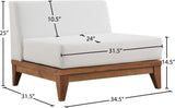 Rio Modular Armless Chair in Off-White Waterproof Fabric - Stylish Acacia Wood for Outdoor Bliss