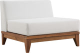 Rio Modular Armless Chair in Off-White Waterproof Fabric - Stylish Acacia Wood for Outdoor Bliss