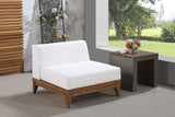 Rio Modular Armless Chair in Off-White Waterproof Fabric - Stylish Acacia Wood for Outdoor Bliss
