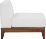 Rio Modular Armless Chair in Off-White Waterproof Fabric - Stylish Acacia Wood for Outdoor Bliss