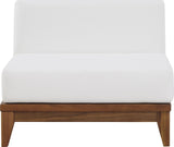 Rio Modular Armless Chair in Off-White Waterproof Fabric - Stylish Acacia Wood for Outdoor Bliss