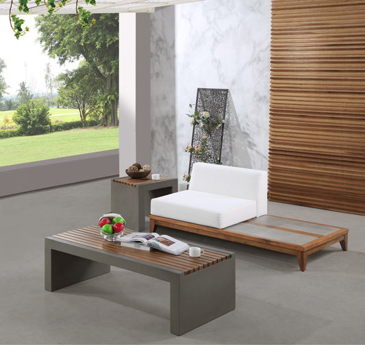 Rio Outdoor Modular Double Chair with Integrated Table – Acacia Wood, Waterproof Fabric, Stylish Design