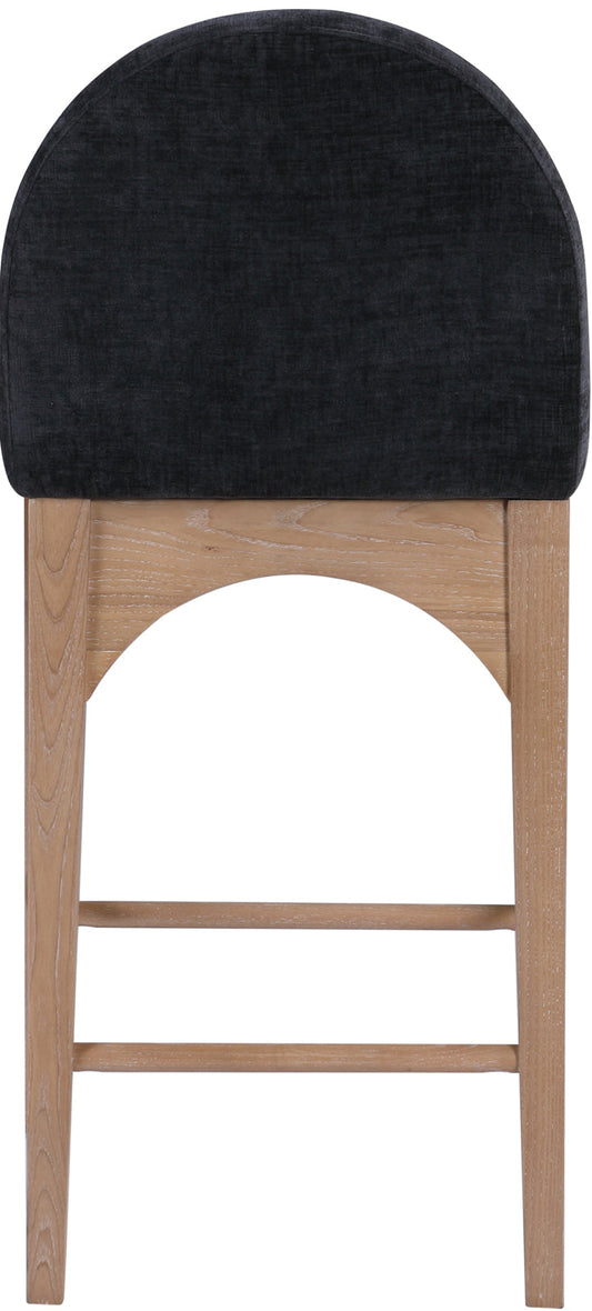 Waldorf Stool - Elegant Art Deco Chenille Fabric Counter Height Stool with Solid Ash Wood Design