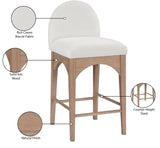Waldorf Stool - Elegant Art Deco Chenille Fabric Counter Height Stool with Solid Ash Wood Design