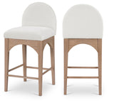 Waldorf Stool - Elegant Art Deco Chenille Fabric Counter Height Stool with Solid Ash Wood Design