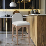Waldorf Stool - Elegant Art Deco Chenille Fabric Counter Height Stool with Solid Ash Wood Design