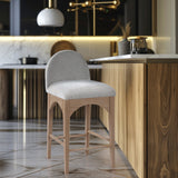 Waldorf Stool - Elegant Art Deco Chenille Fabric Counter Height Stool with Solid Ash Wood Design