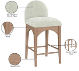 Waldorf Stool - Elegant Art Deco Chenille Fabric Counter Height Stool with Solid Ash Wood Design
