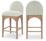 Waldorf Stool - Elegant Art Deco Chenille Fabric Counter Height Stool with Solid Ash Wood Design