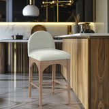 Waldorf Stool - Elegant Art Deco Chenille Fabric Counter Height Stool with Solid Ash Wood Design