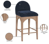 Waldorf Stool - Elegant Art Deco Chenille Fabric Counter Height Stool with Solid Ash Wood Design