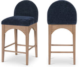 Waldorf Stool - Elegant Art Deco Chenille Fabric Counter Height Stool with Solid Ash Wood Design