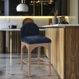 Waldorf Stool - Elegant Art Deco Chenille Fabric Counter Height Stool with Solid Ash Wood Design