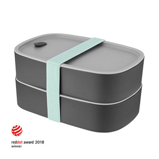 BergHOFF Leo 3Pc Dual Bento Box Set with Strap, Gray & Mint