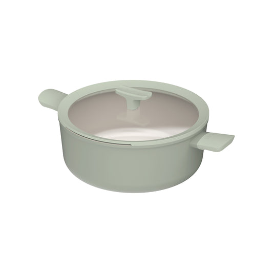 BergHOFF Balance Nonstick Ceramic Stockpot 11", 6.5qt. With Glass Lid, Recycled Aluminum, Sage